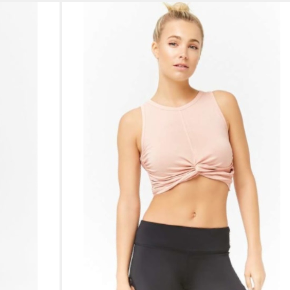 FOREVER 21 BLUSH PINK CROP WORKOUT TANK TOP S